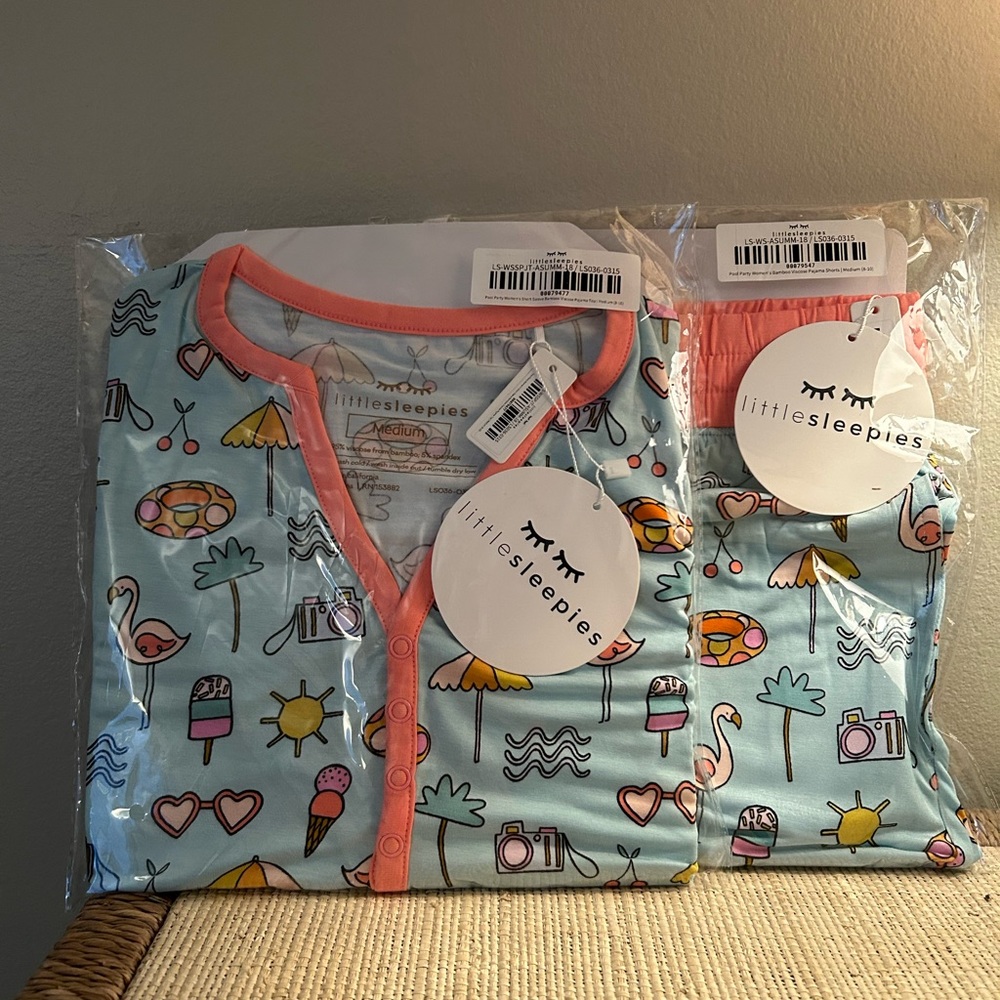 New in package Little Sleepies pool party pajama set. Both size medium.